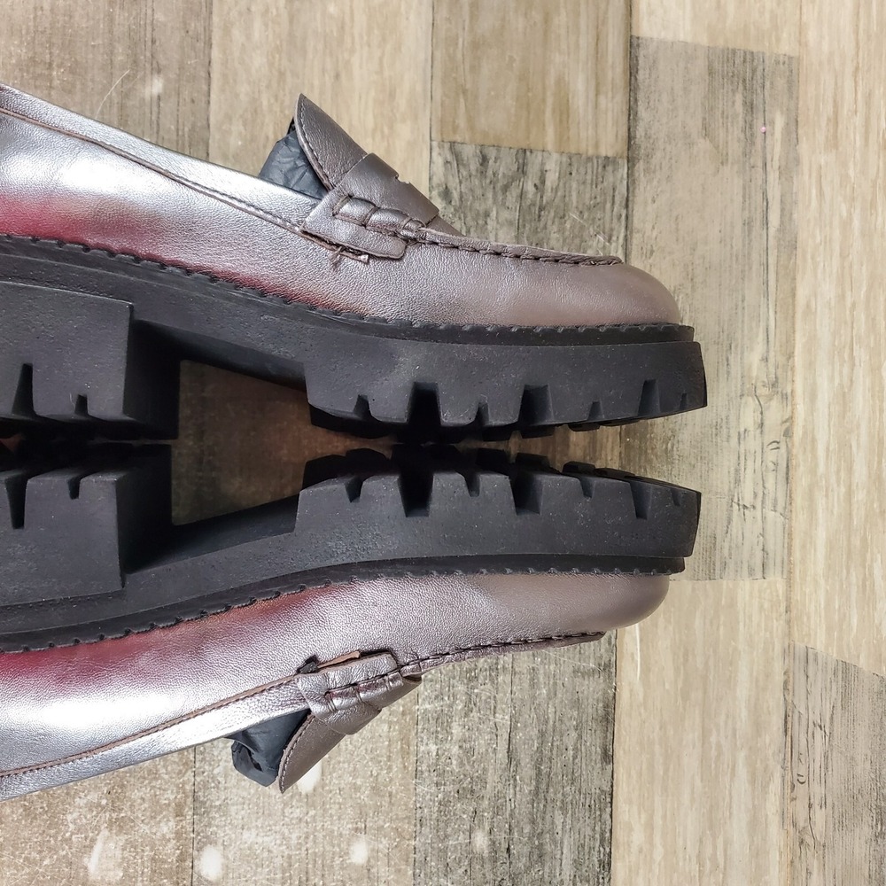 Free People Lyra Womens Loafer Shoes Sz 7 Pewter Lug Sole Slip On Loafers - Picture 9 of 12